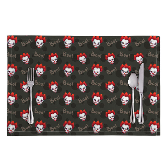 Evil Scary Clown Pattern Print Placemat