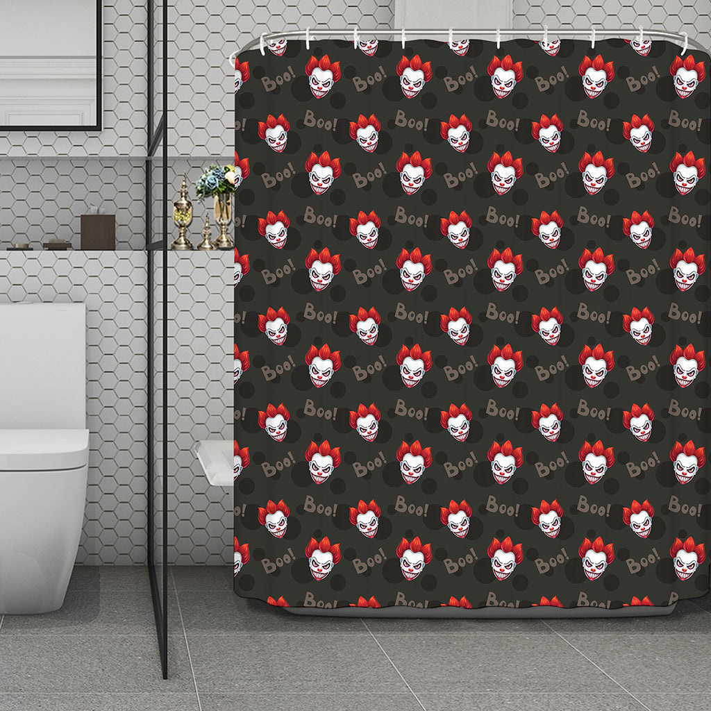 Evil Scary Clown Pattern Print Polyester Shower Curtain