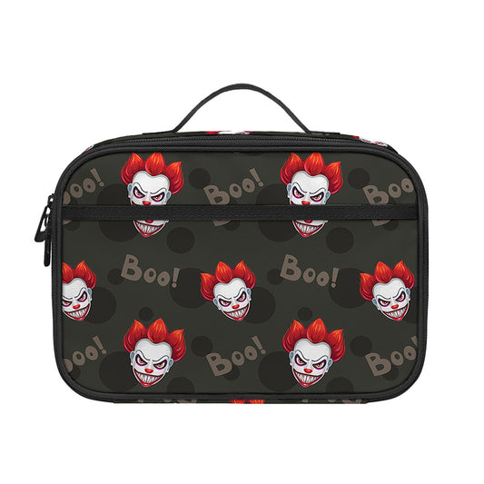 Evil Scary Clown Pattern Print Portable Lunch Bag