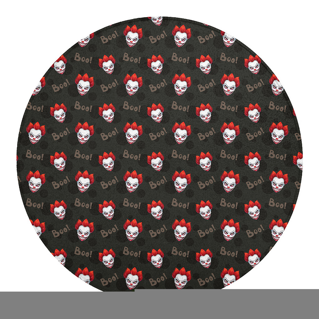 Evil Scary Clown Pattern Print Round Blanket