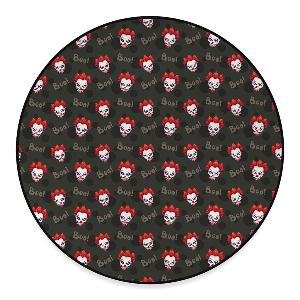 Evil Scary Clown Pattern Print Round Floor Mat