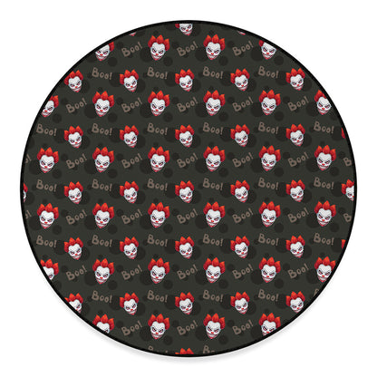 Evil Scary Clown Pattern Print Round Floor Mat