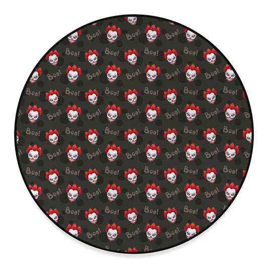 Evil Scary Clown Pattern Print Round Floor Mat