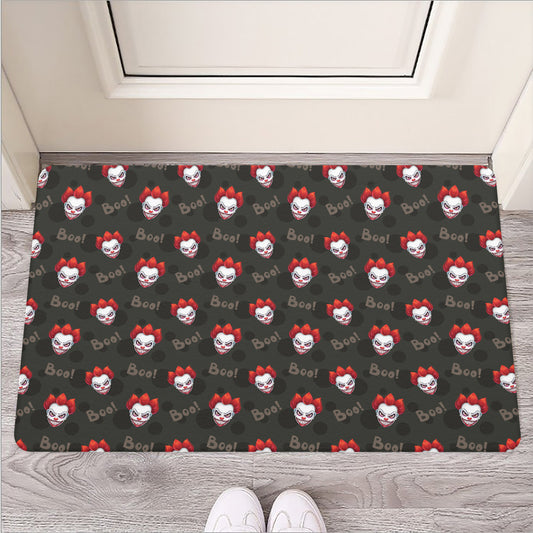 Evil Scary Clown Pattern Print Rubber Doormat