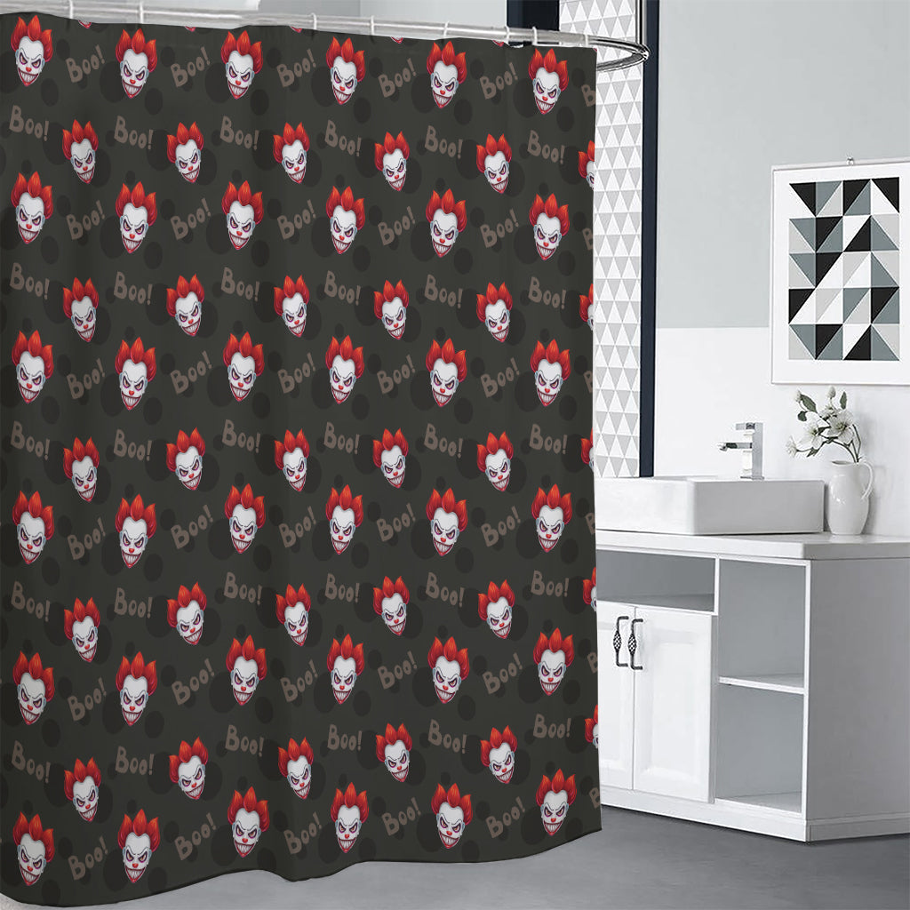 Evil Scary Clown Pattern Print Shower Curtain