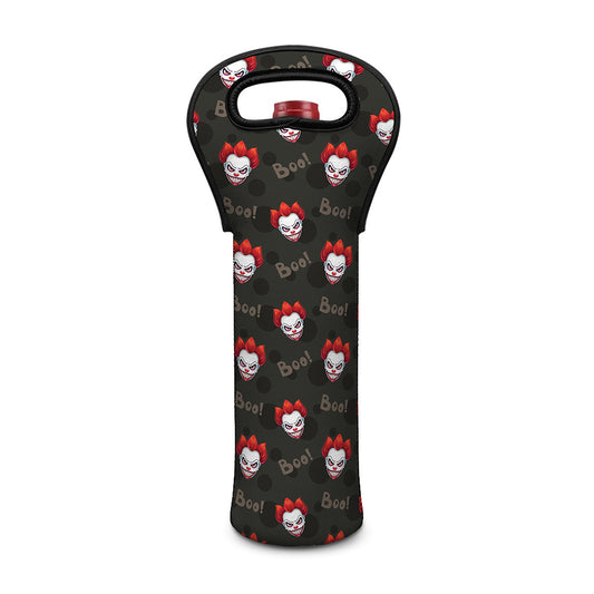 Evil Scary Clown Pattern Print Single Neoprene Wine Tote