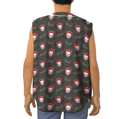 Evil Scary Clown Pattern Print Sleeveless Baseball Jersey