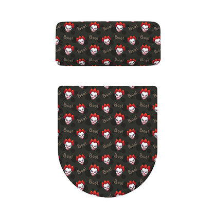 Evil Scary Clown Pattern Print Toilet Lid And Tank Cover Set