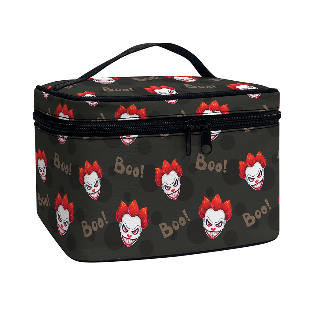 Evil Scary Clown Pattern Print Travel Makeup Bag