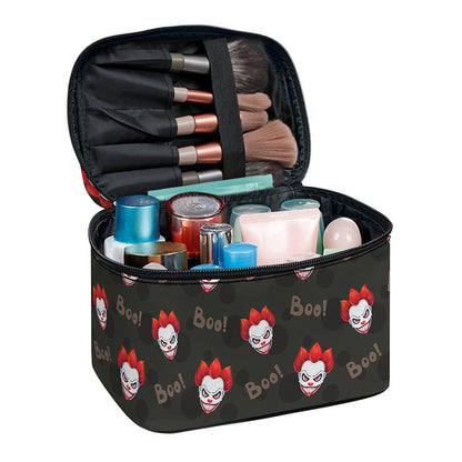 Evil Scary Clown Pattern Print Travel Makeup Bag