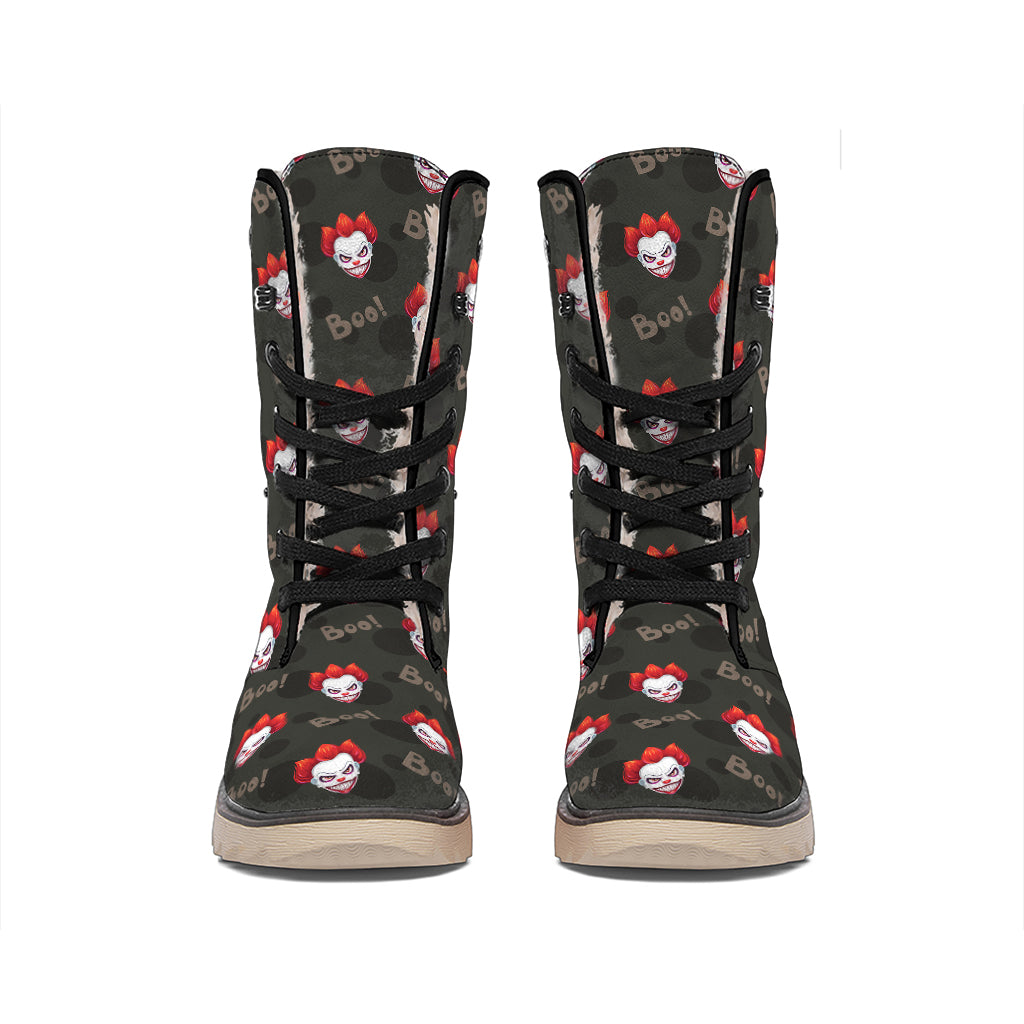 Evil Scary Clown Pattern Print Winter Boots