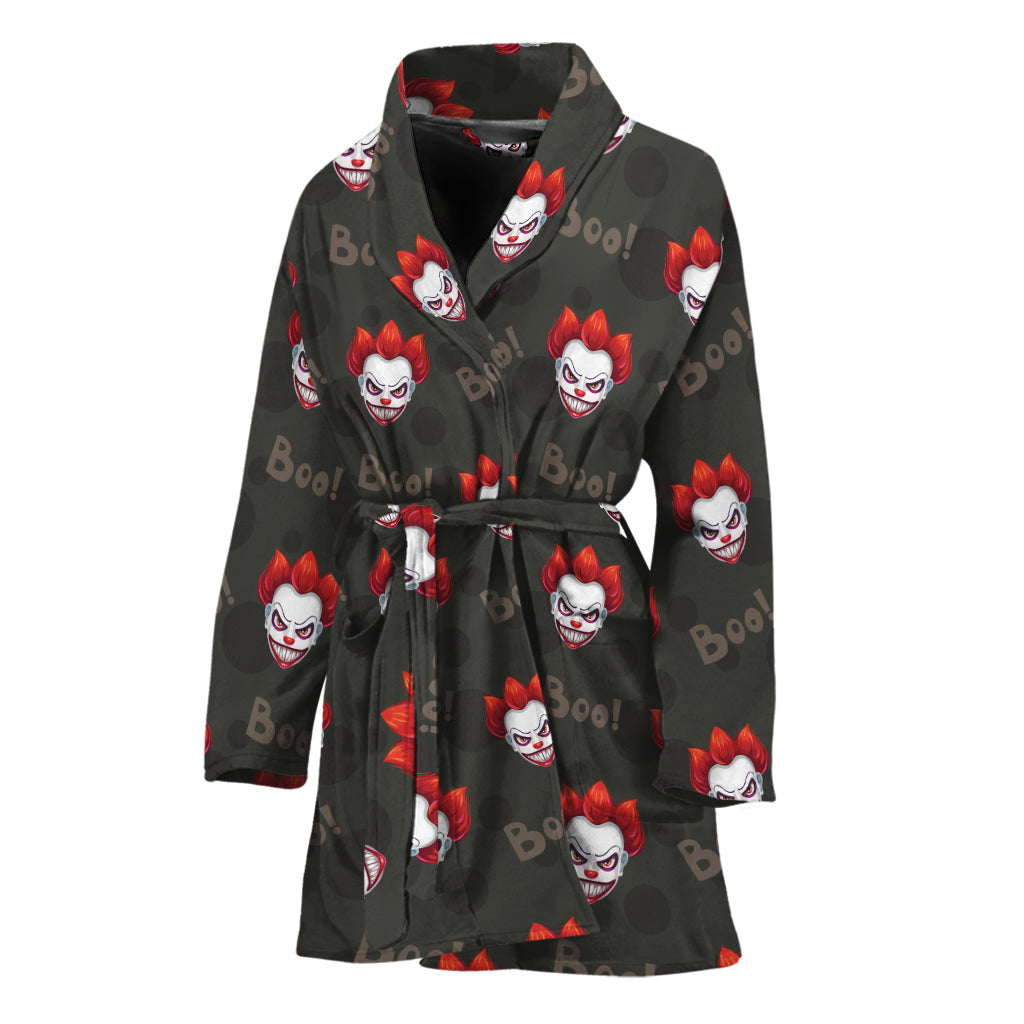 Evil Scary Clown Pattern Print Women's Bathrobe