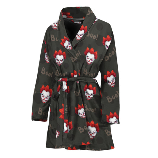Evil Scary Clown Pattern Print Women's Bathrobe