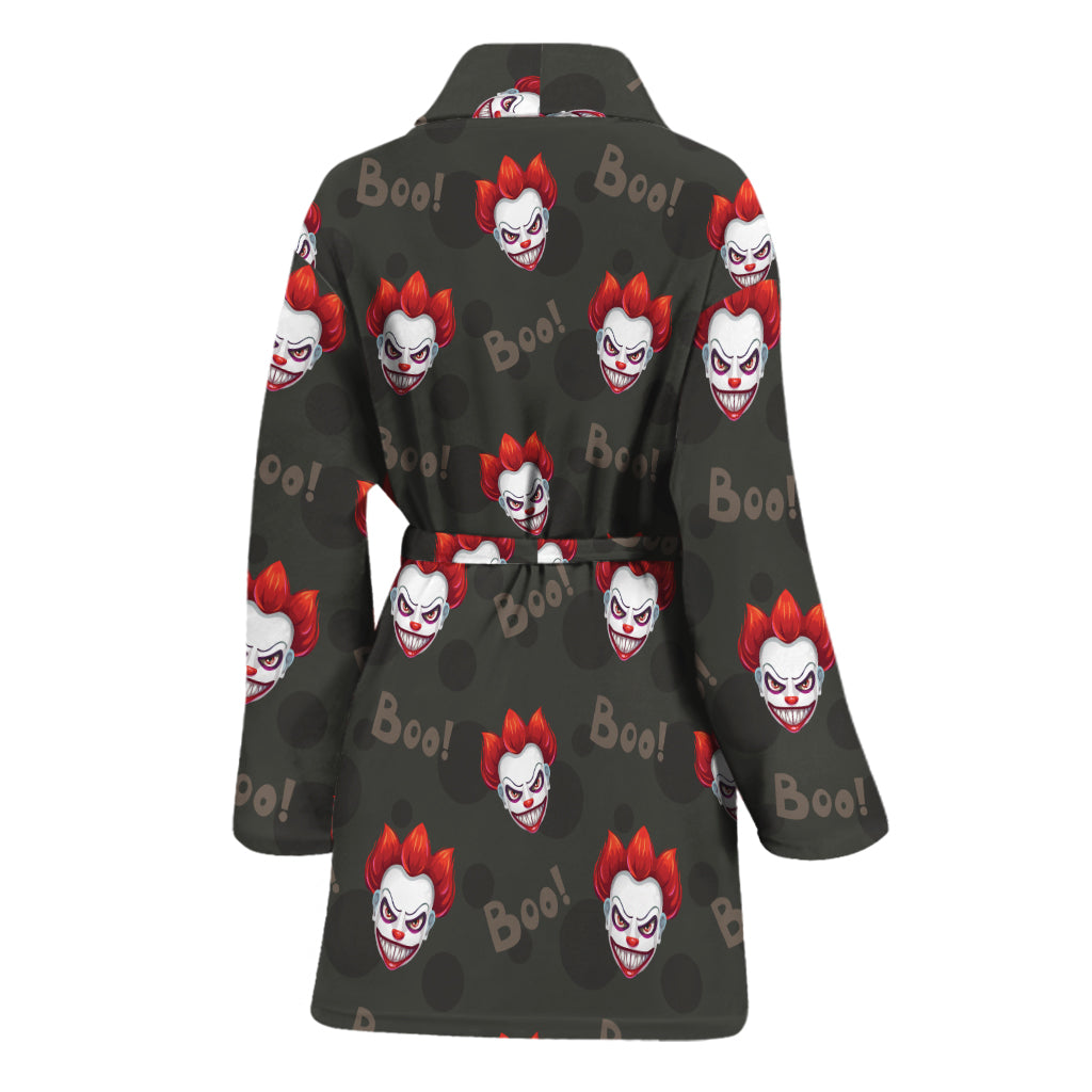 Evil Scary Clown Pattern Print Women's Bathrobe