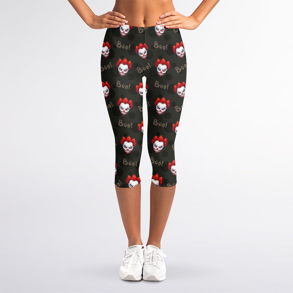 Evil Scary Clown Pattern Print Women's Capri Leggings