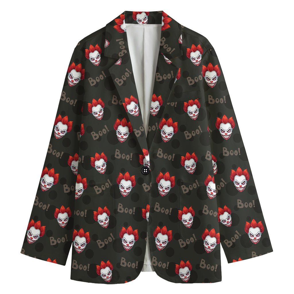 Evil Scary Clown Pattern Print Women's Cotton Blazer