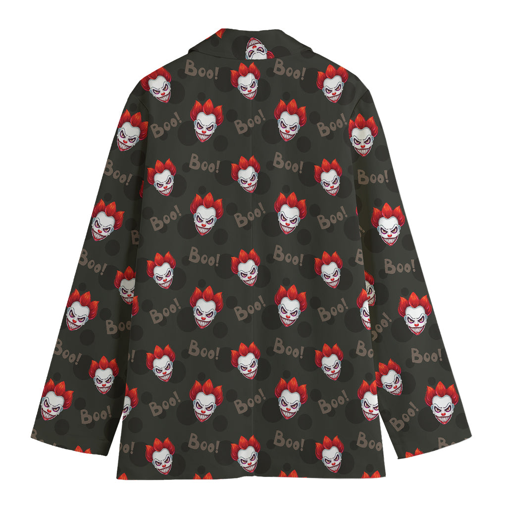 Evil Scary Clown Pattern Print Women's Cotton Blazer