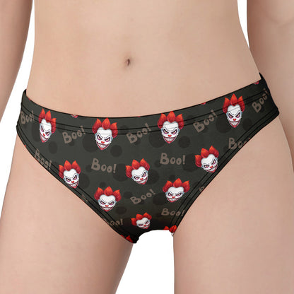 Evil Scary Clown Pattern Print Women's Panties