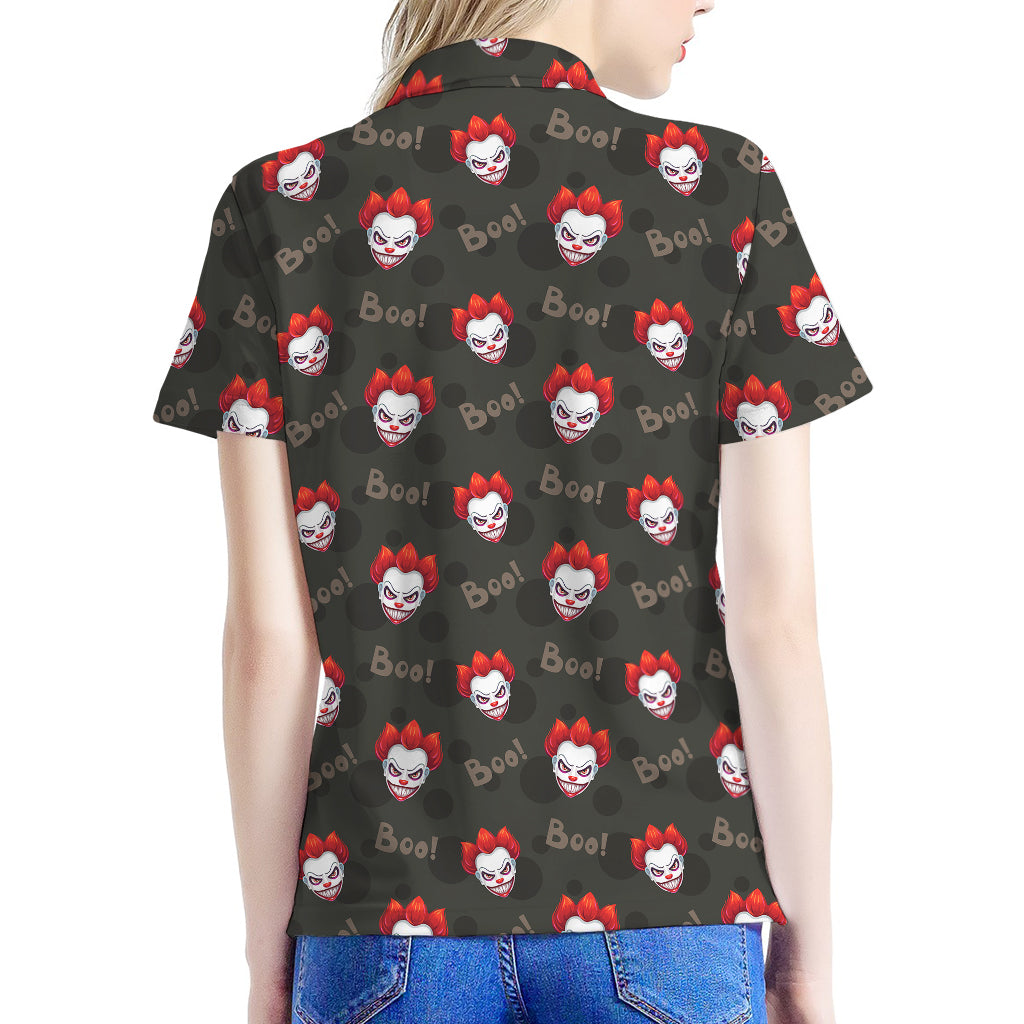 Evil Scary Clown Pattern Print Women's Polo Shirt