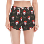Evil Scary Clown Pattern Print Women's Split Running Shorts