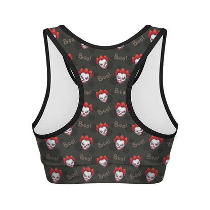 Evil Scary Clown Pattern Print Women's Sports Bra