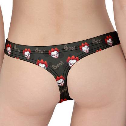 Evil Scary Clown Pattern Print Women's Thong