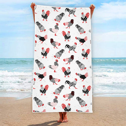 Exotic Chicken Pattern Print Beach Towel