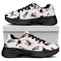 Exotic Chicken Pattern Print Black Chunky Shoes