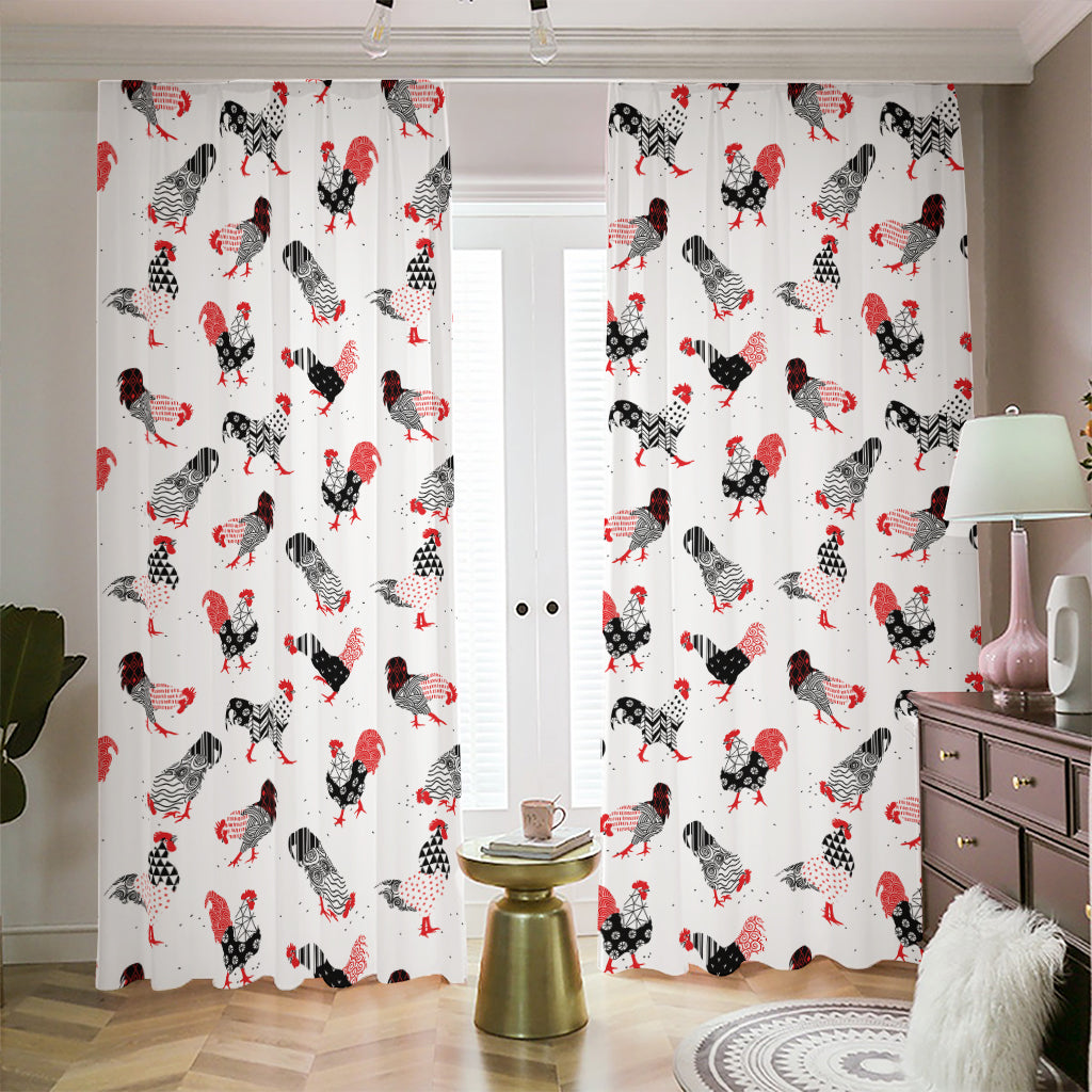 Exotic Chicken Pattern Print Blackout Pencil Pleat Curtains