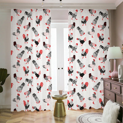 Exotic Chicken Pattern Print Blackout Pencil Pleat Curtains
