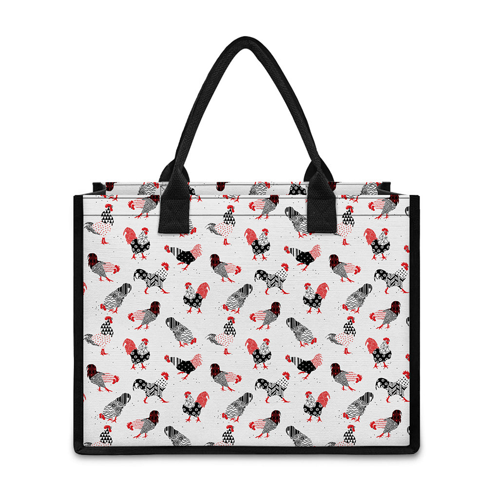Exotic Chicken Pattern Print Canvas Tote Bag