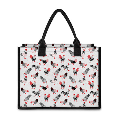 Exotic Chicken Pattern Print Canvas Tote Bag