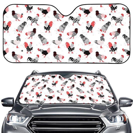 Exotic Chicken Pattern Print Car Windshield Sun Shade