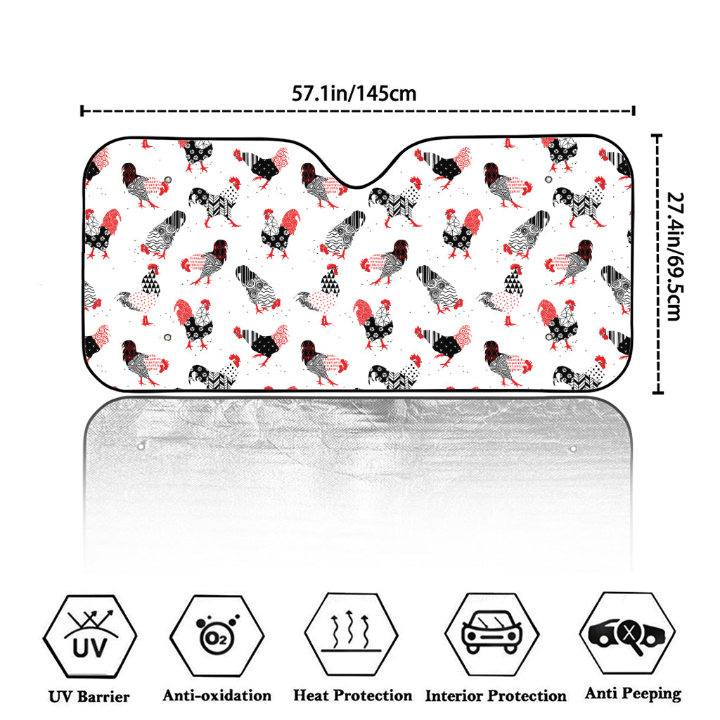 Exotic Chicken Pattern Print Car Windshield Sun Shade