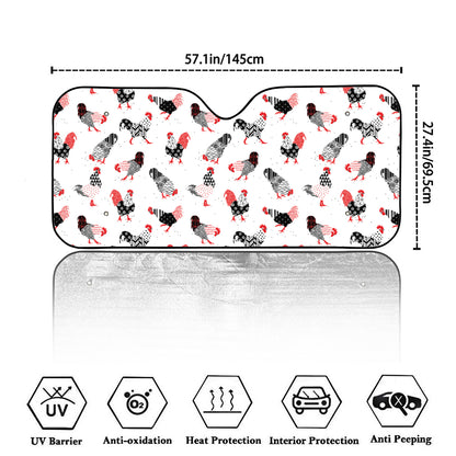 Exotic Chicken Pattern Print Car Windshield Sun Shade