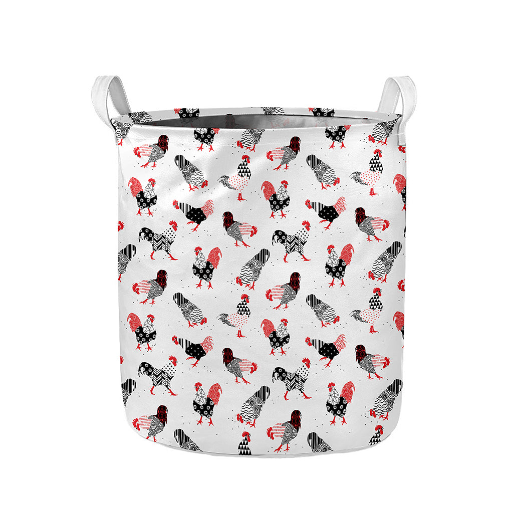 Exotic Chicken Pattern Print Collapsible Laundry Basket