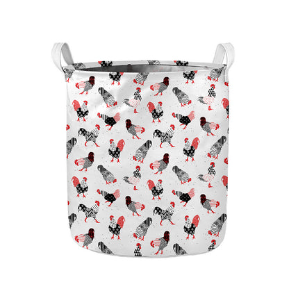 Exotic Chicken Pattern Print Collapsible Laundry Basket