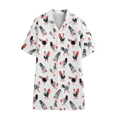 Exotic Chicken Pattern Print Cotton Hawaiian Shirt