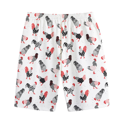 Exotic Chicken Pattern Print Cotton Shorts
