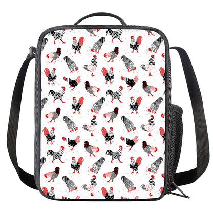 Exotic Chicken Pattern Print Crossbody Lunch Bag