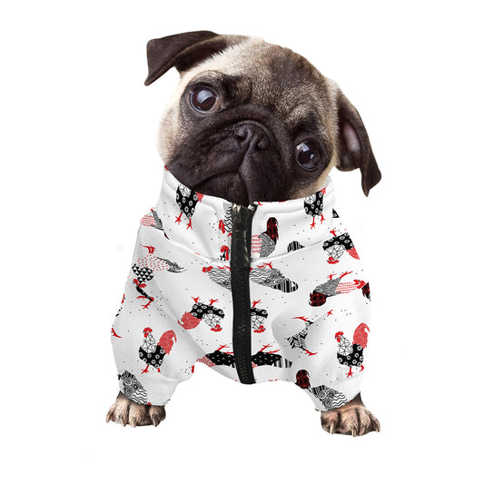 Exotic Chicken Pattern Print Dog Zip Up Jacket
