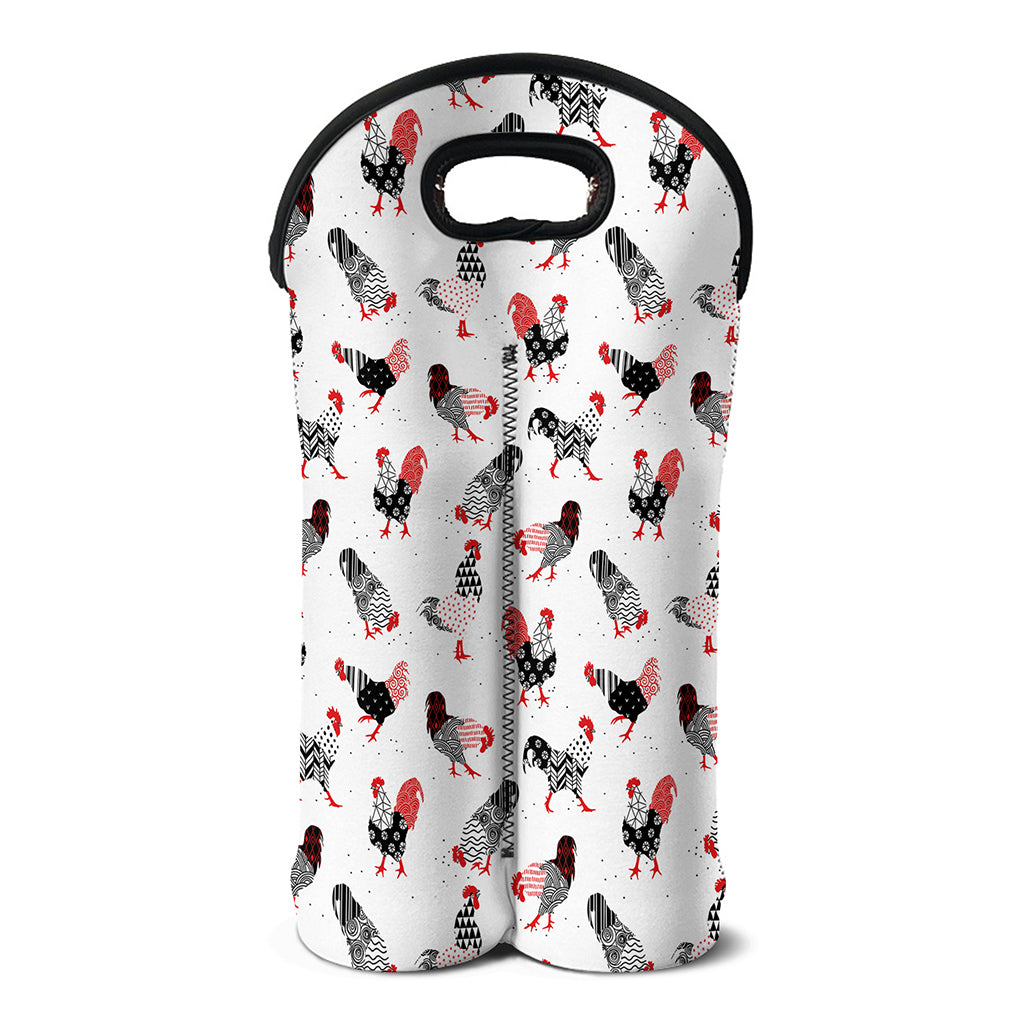 Exotic Chicken Pattern Print Double Neoprene Wine Tote