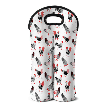 Exotic Chicken Pattern Print Double Neoprene Wine Tote