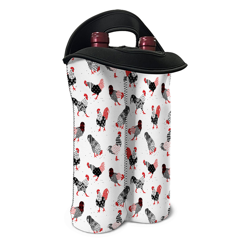 Exotic Chicken Pattern Print Double Neoprene Wine Tote