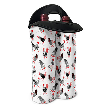Exotic Chicken Pattern Print Double Neoprene Wine Tote