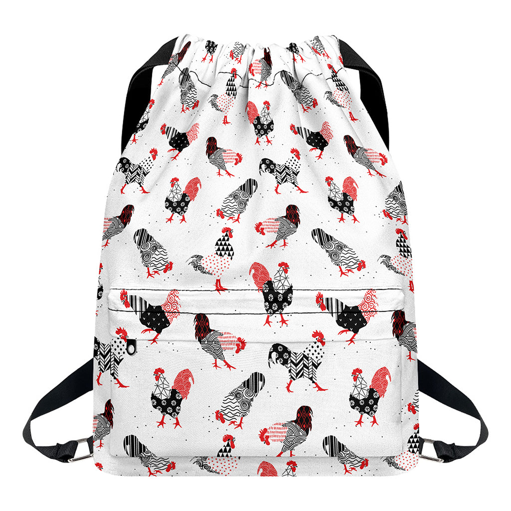 Exotic Chicken Pattern Print Drawstring Backpack