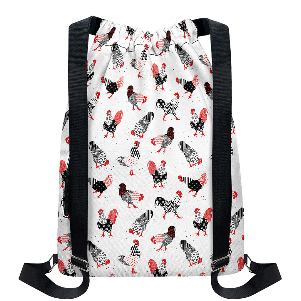 Exotic Chicken Pattern Print Drawstring Backpack