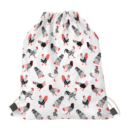 Exotic Chicken Pattern Print Drawstring Bag