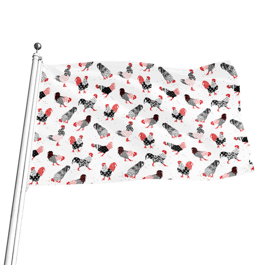 Exotic Chicken Pattern Print Flag