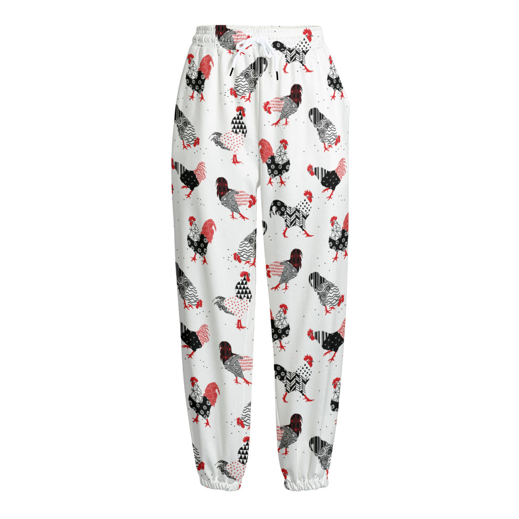 Exotic Chicken Pattern Print Fleece Lined Knit Pants